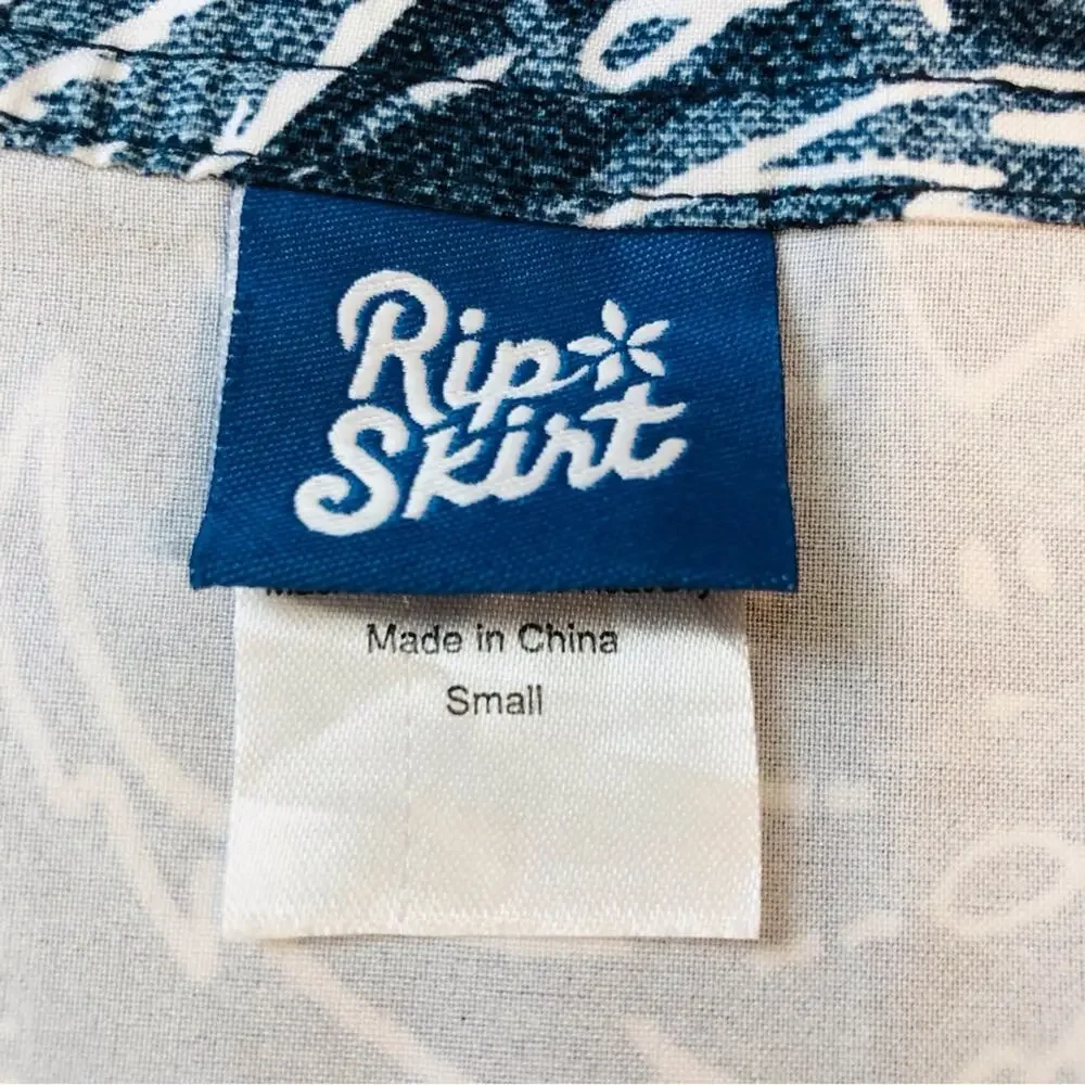 Rip Skirt Blue Rustica Denim Print Adjustable Wrap Waist Lightweight Comfort - Picture 12 of 16